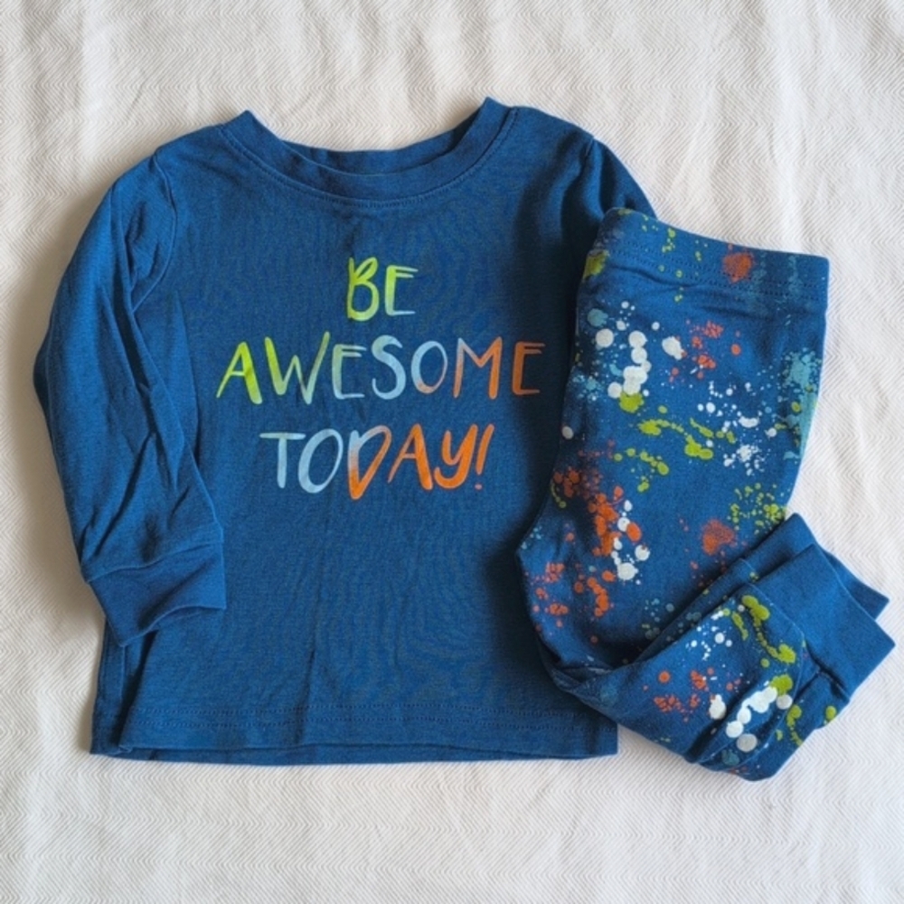 george blue splatter cotton pajamas matching set 6-12 months baby unisex